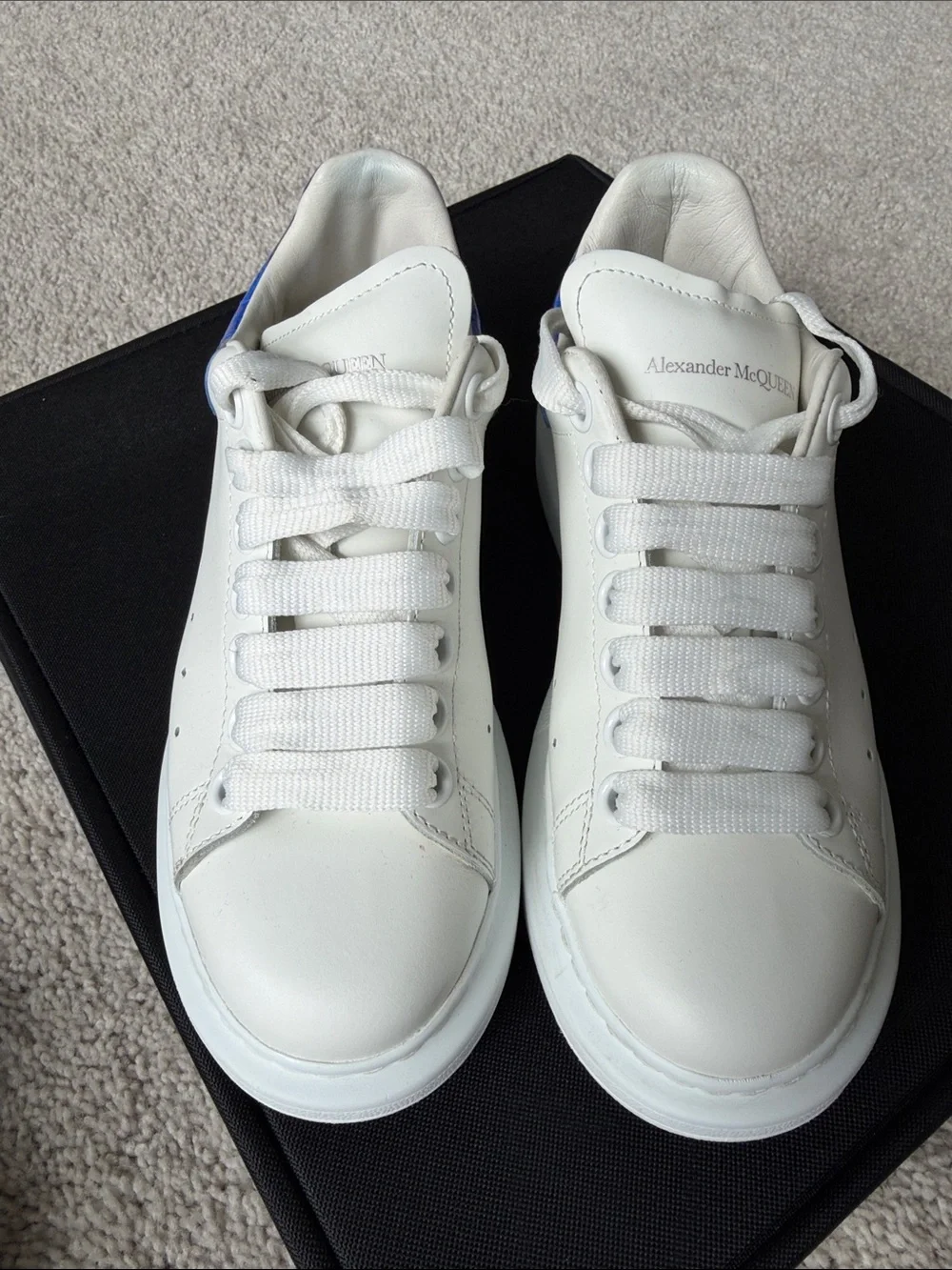 Alexander McQueen Women’s size 35 White & Blue Leather Oversized-sole Sneakers